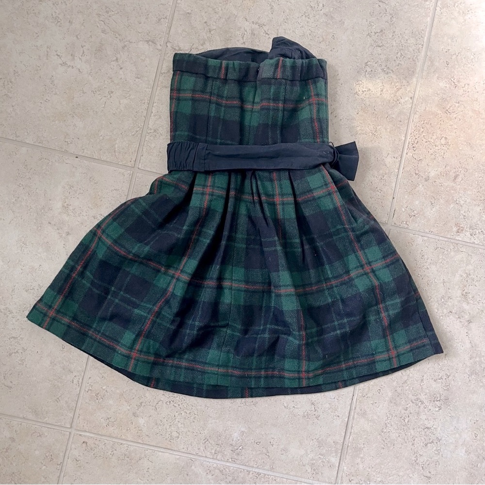 Abercrombie Fitch Plaid Preppy Holiday Blue Green Red Mini Strapless Dress - Picture 4 of 4